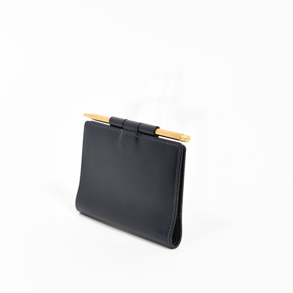 Hermès Vintage Mini Agenda Cover w/ Pencil Dark Navy Leather France 60s–70s - Picture 5 of 8